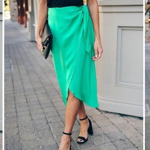 VICI Dolls Inside Scoop satin wrap midi skirt
